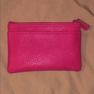 Pink coin and card wallet.